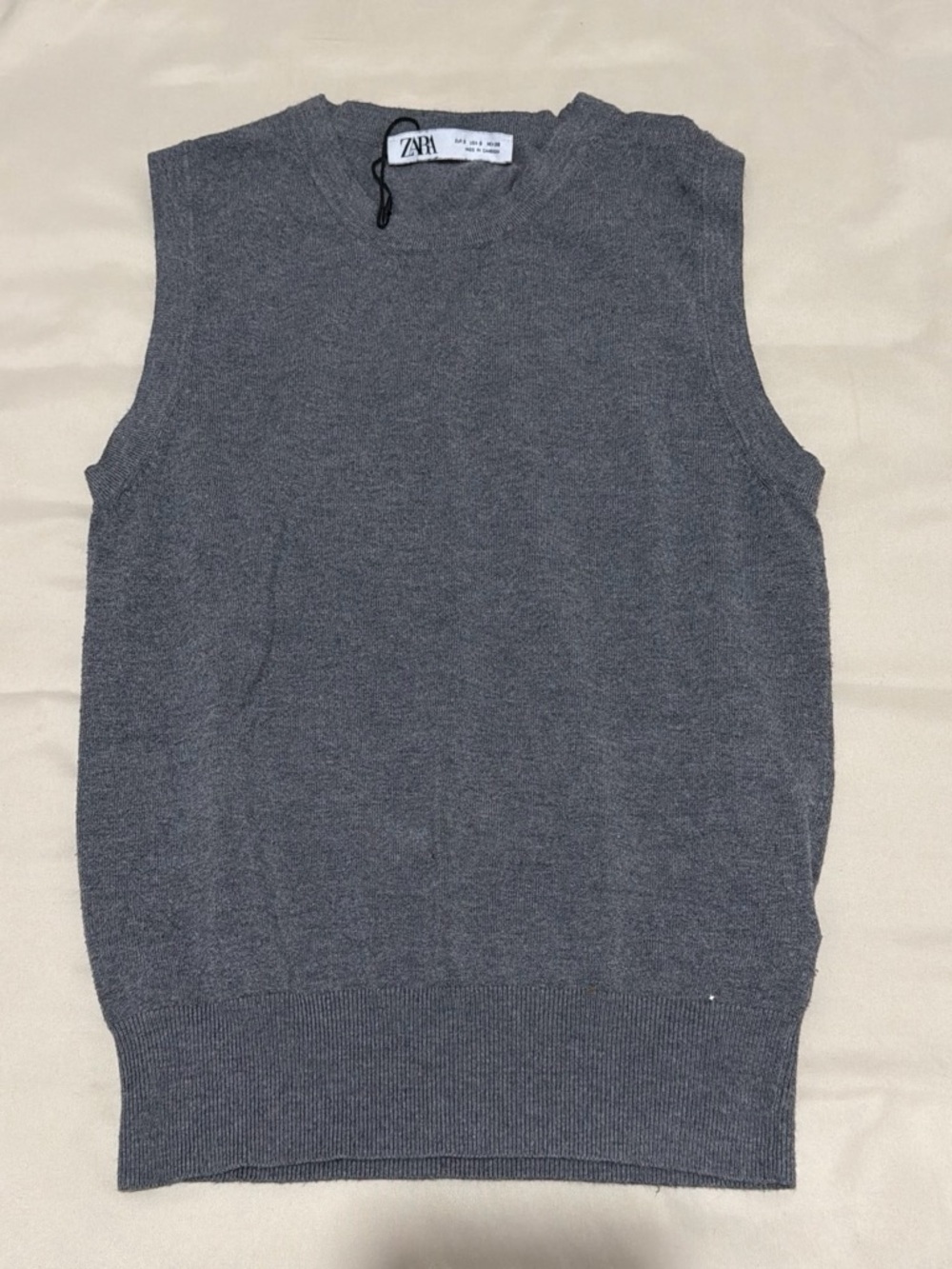 ZARA Charcoal Gray Sleeveless Knit Muscle Tee